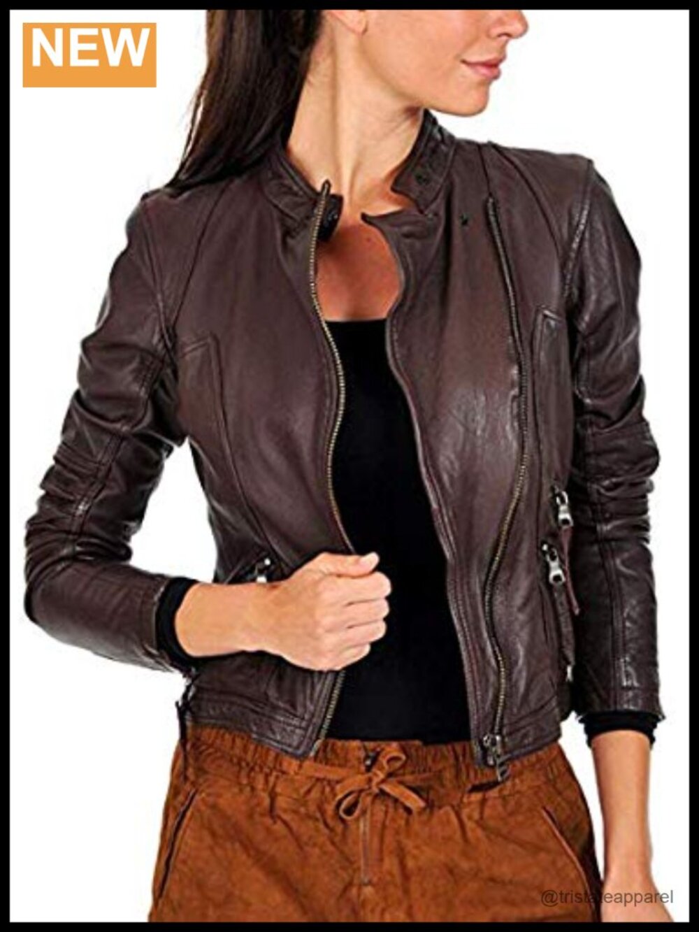 Women's Genuine Lambskin Leather Moto Biker Jacket Winter Wear
